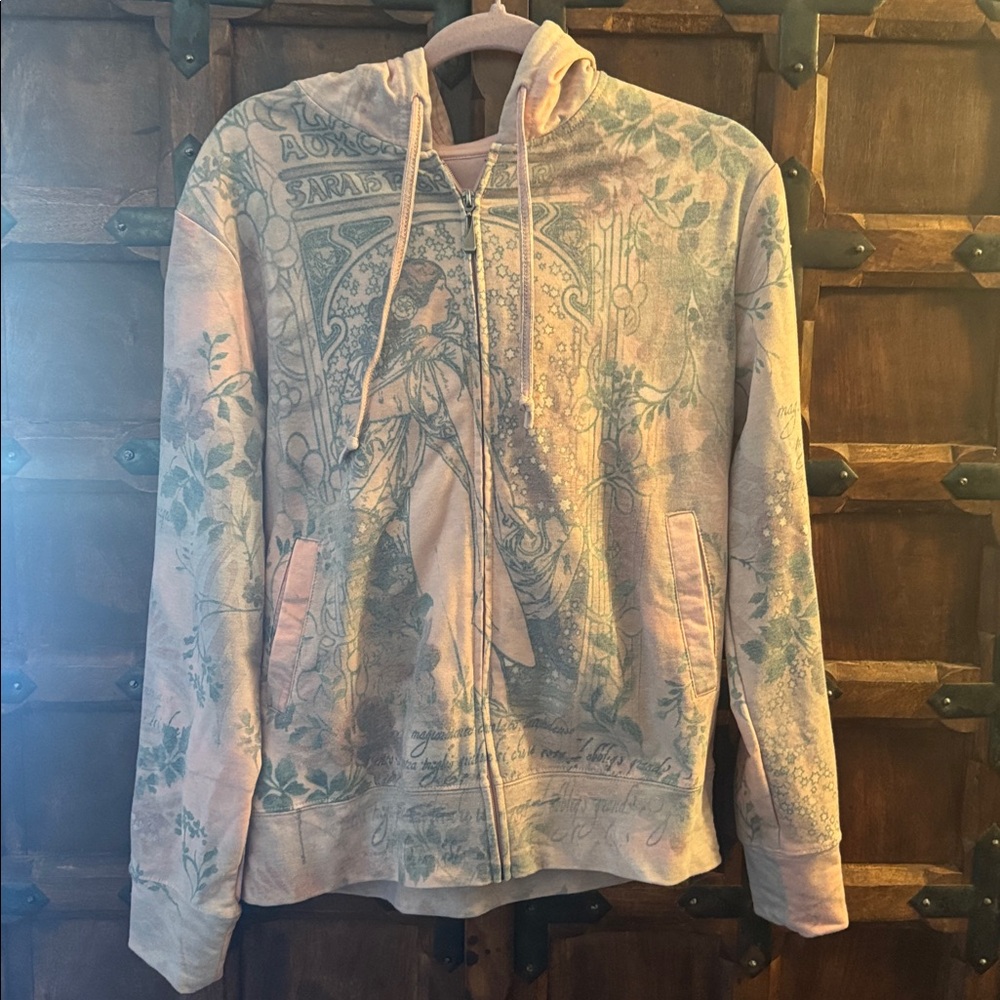 GreenTea Pastel Hoodie with Roaring 20s Artistic Print large woman’s